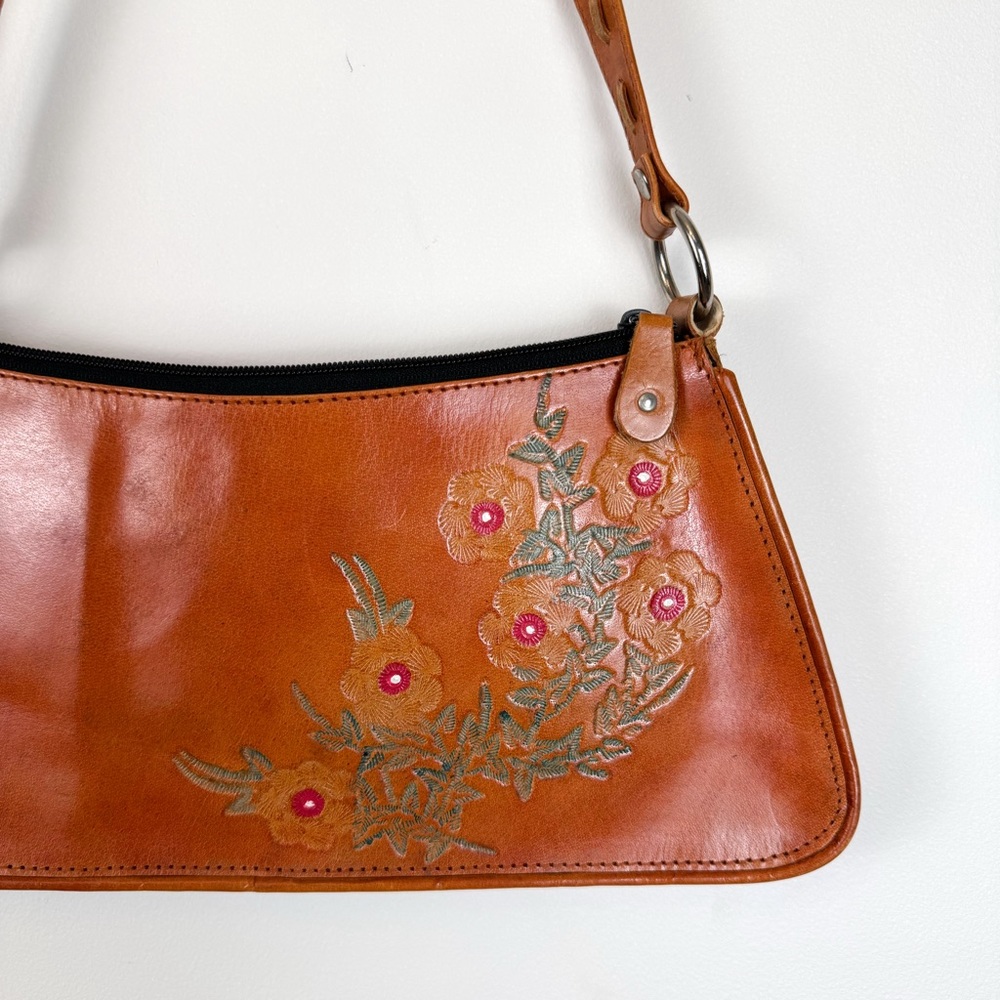 Floral Leather Shoulder Bag